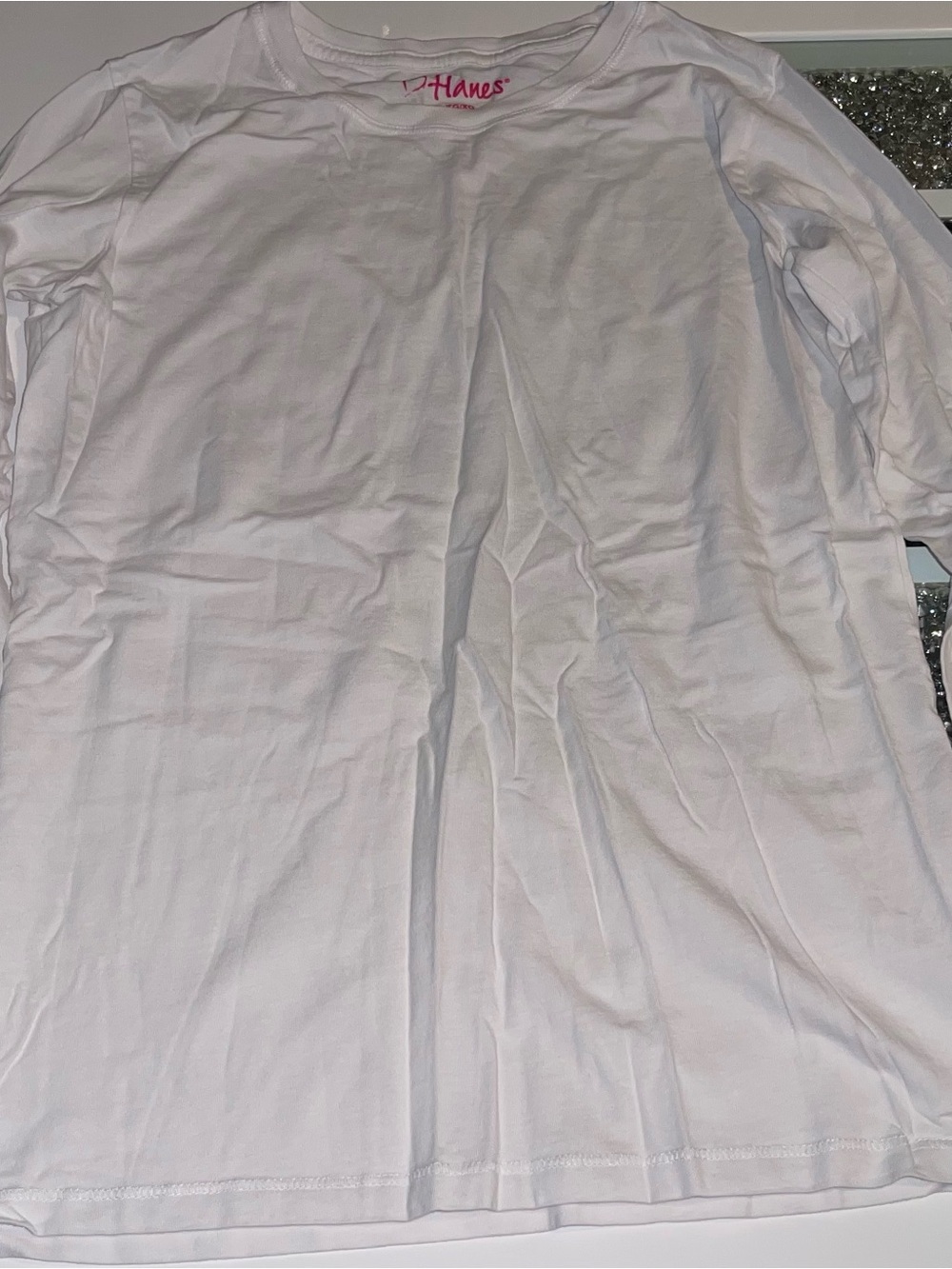 Hanes Girls Long Sleeve T-Shirt XL 14-16 White Basic Undershirt Base Layer